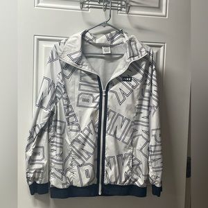 Victoria’s Secret PINK Anorak Windbreaker Jacket. White/Black Logo zip